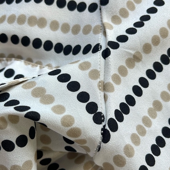 Calvin Klein women’s M Blush & black polka dot on cream blouse longsleeve v-neck - Picture 13 of 13